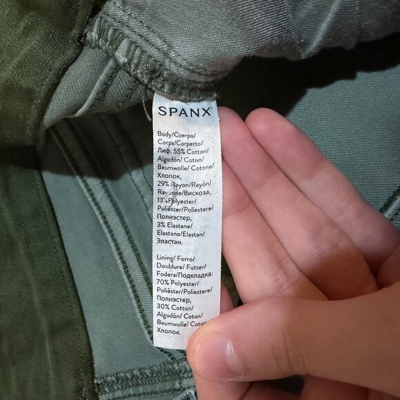 Spanx Stretch Twill Cropped Wide Leg Pant Green - Picture 10 of 14